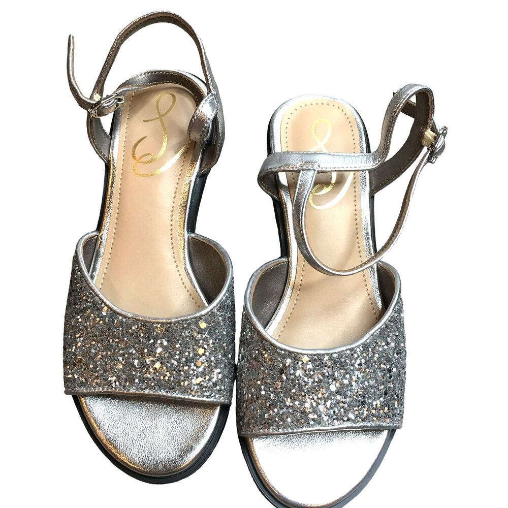 Sam Edelman Ivy Kids Girls Ankle Strap Crystal Embellished Sandals Silver US 13